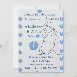Sweet Baby Boy Shower Invitation Elegant Custom