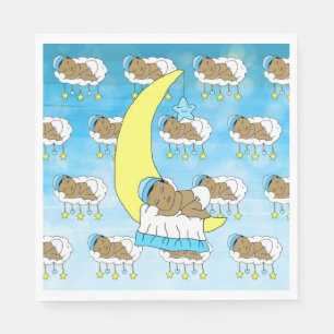 Sweet Baby boy Sleeping on Moon Ethnic Napkin