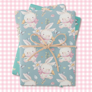 Sweet Baby Bunny 3 Giftwrap Gender Neutral Wrapping Paper Sheet