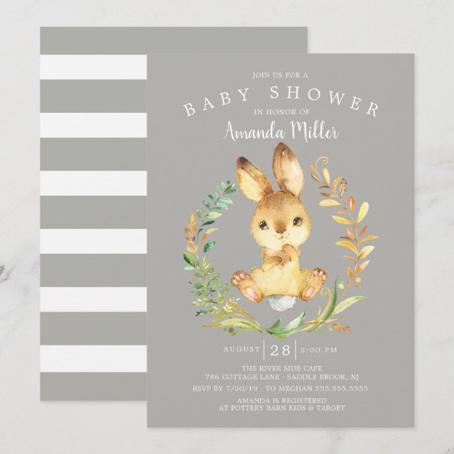 Sweet Baby Bunny Baby Shower Invitation (Front/Back)