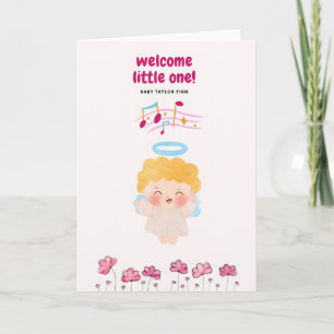 Sweet baby card for birth with angelic baby 