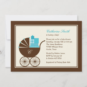 Sweet Baby Carriage Baby Shower Invitation - Blue