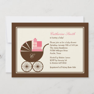 Sweet Baby Carriage Baby Shower Invitation - Pink