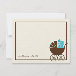 Sweet Baby Carriage Baby Thank You Card - Blue