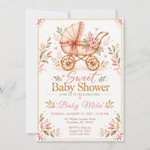 Sweet Baby Carriage Floral Shower Invitation