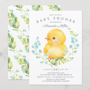 Sweet Baby Chick Boys Baby Shower Invitation