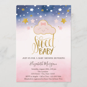 Sweet Baby Cloud Stars Baby Shower Invitation