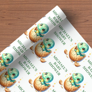Sweet Baby Dino Shower Wrapping Paper Hatching Soo