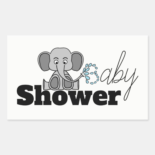 Sweet Baby Elephant, Baby Shower Rectangular Sticker (Front)