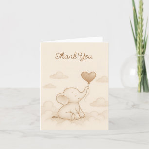 Sweet Baby Elephant Baby Shower Thank You Card