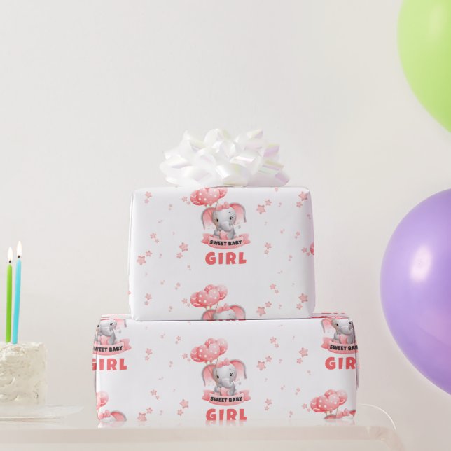Sweet Baby Elephant Baby Shower Wrapping Paper (Party Gifts)