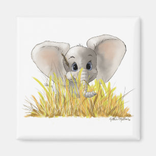 Sweet Baby Elephant Cartoon Magnet