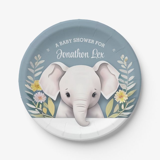 Sweet Baby Elephant Paper Plate (Front)