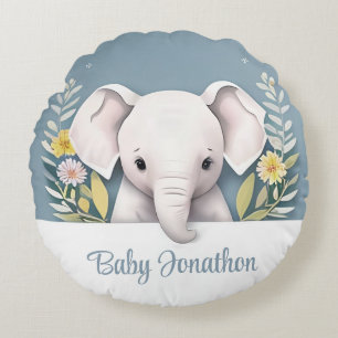 Sweet Baby Elephant Round Cushion
