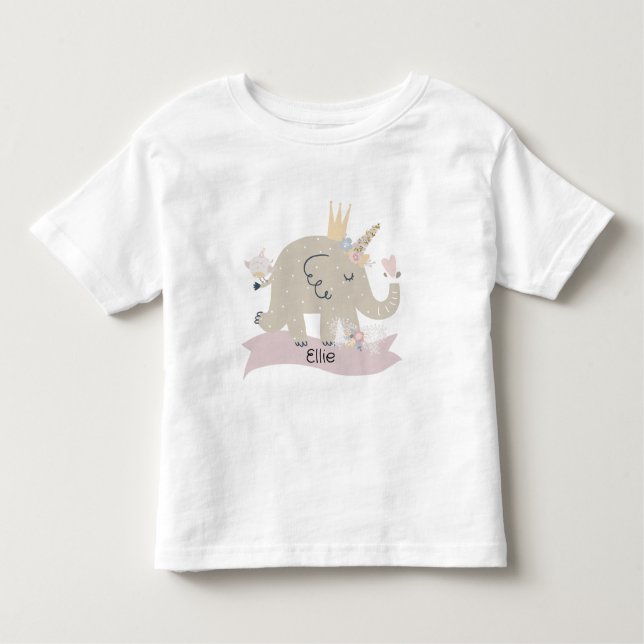 Sweet Baby Elephant Unicorn Custom Name      Toddler T-Shirt (Front)