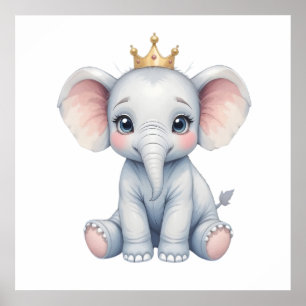 Sweet Baby Elephant Wall Art – Nursery Poster 