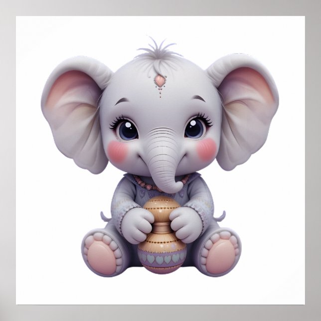 Sweet Baby Elephant Wall Art – Nursery Poster for  (Front)