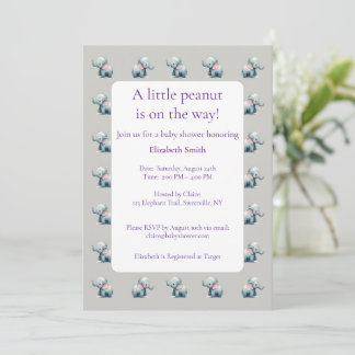 Sweet baby elephants newborn gift baby shower invitation