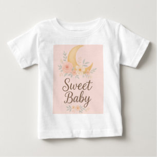 Sweet Baby Floral Moon Design – Gentle Pastel Nurs T-Shirt