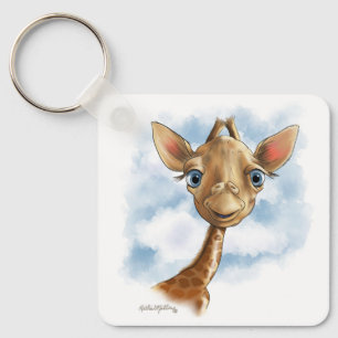 Sweet Baby Giraffe Cartoon Key Ring