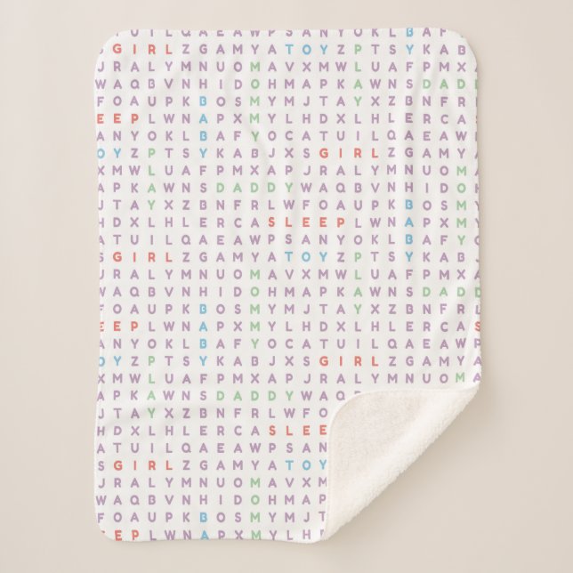 Sweet Baby Girl Alphabet ABCs Rich Warm Colours Sherpa Blanket (Front)