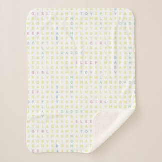 Sweet Baby Girl Alphabet ABCs Traditional Colours Sherpa Blanket