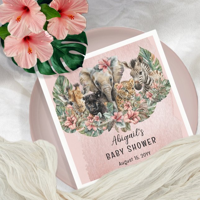 Sweet Baby Girl Animals Tropical Safari Shower Napkin (Creator Uploaded)