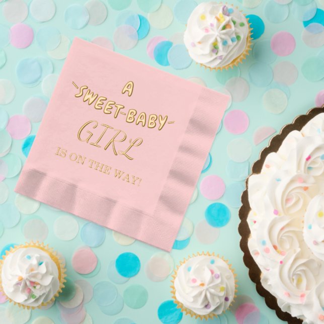 Sweet Baby Girl Baby Shower Foil Napkins (Insitu (Party))