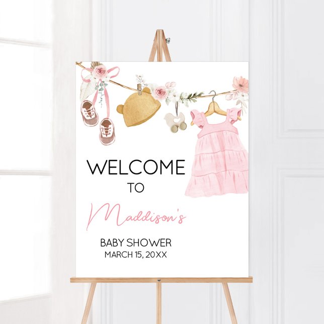 Sweet Baby Girl Boho Clothes Baby Shower Welcome Poster (Sweet Baby Girl Boho Clothes Baby Shower Welcome Sign)