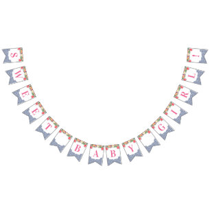 Sweet Baby Girl Citrus Spanish Tiles Baby Shower Bunting