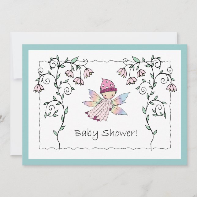Sweet Baby Girl Fairy Baby Shower Invitations (Front)