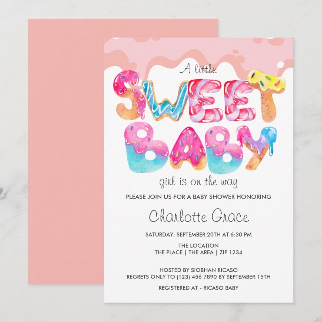 Sweet Baby Girl Is On The Way Invitation (Front/Back)