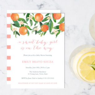Sweet Baby Girl On The Way citrus Baby Shower Invitation