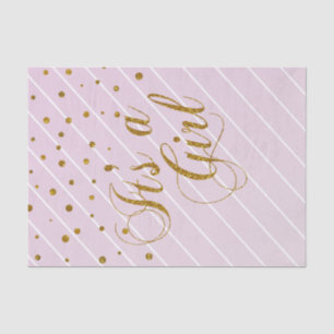 Sweet Baby Girl Pink and Gold Confetti Tissue Paper