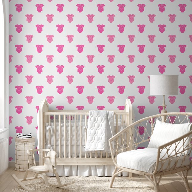 Sweet Baby Girl Pink Fashion Pattern Nursery Wallpaper (Kids)