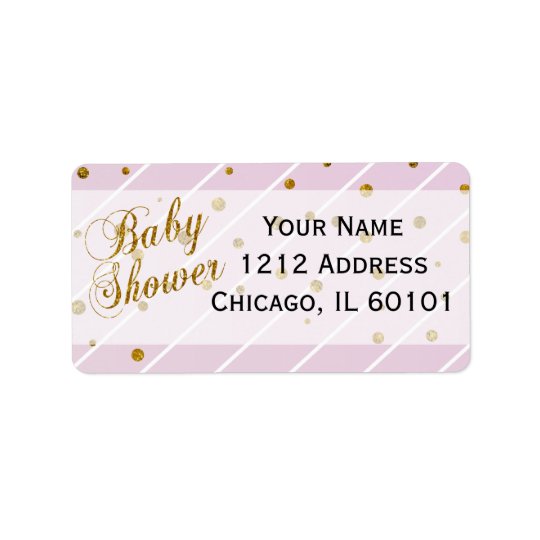 Sweet Baby Girl Pink & Gold Confetti | Baby Shower Address Label