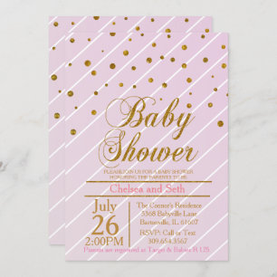 Sweet Baby Girl Pink & Gold Confetti   Baby Shower Invitation