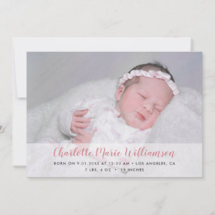 Sweet Baby Girl Script Birth Announcement