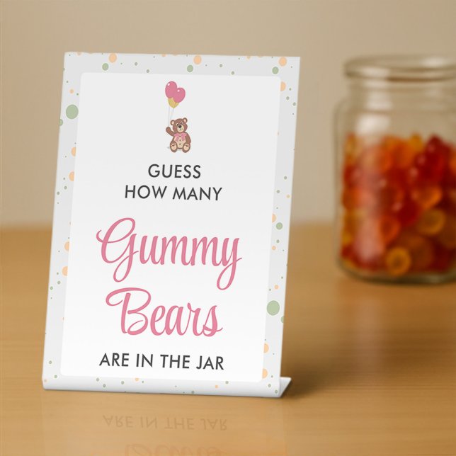 Sweet Baby Girl Shower Gummy Bear Guessing Game Pedestal Sign (Creator Uploaded)