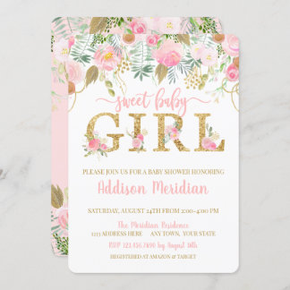 Sweet Baby Girl Shower Invitation