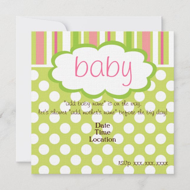 Sweet Baby Girl Shower Invitation (Front)