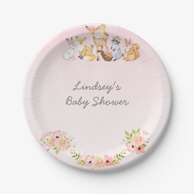 Sweet Baby Girl Shower Paper Plates (Front)