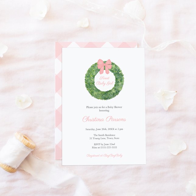 Sweet Baby Girl Tasteful Pink Bow Baby Shower Invitation (Creator Uploaded)