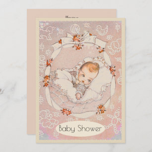 Sweet Baby Girl Vintage Baby Shower Invitation