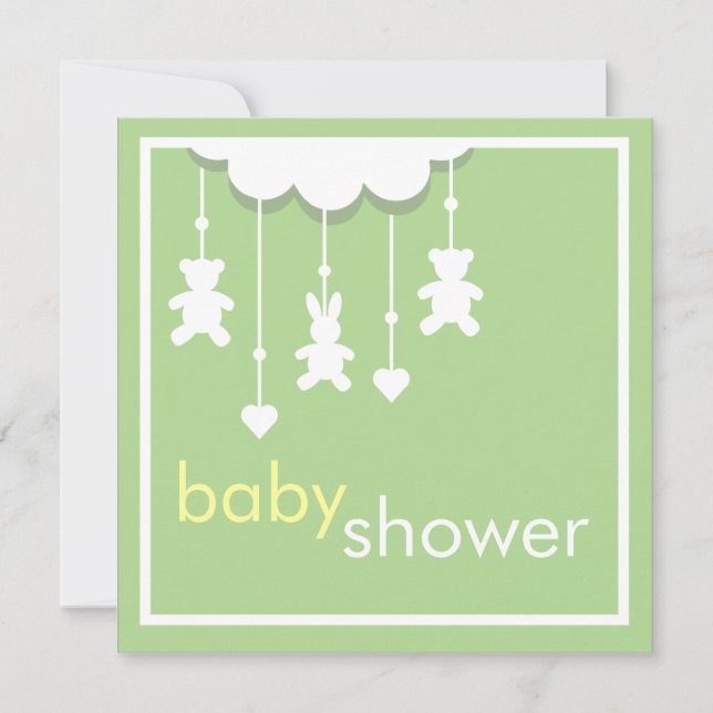 Sweet Baby Green Mobile Baby Shower Invitation (Front)