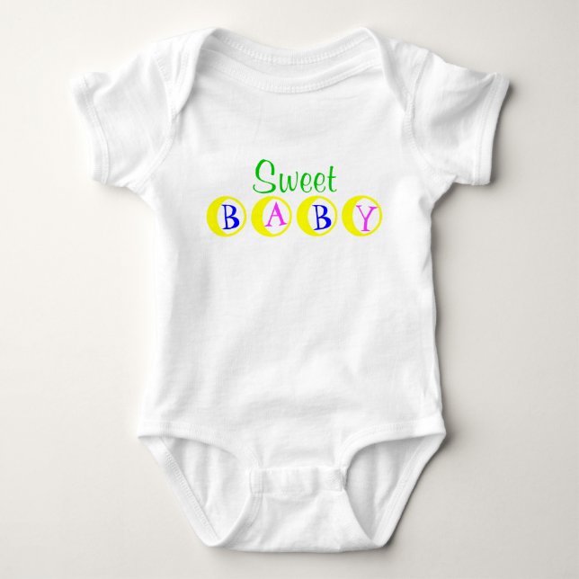 Sweet Baby Green Yellow Blue Pink Bodysuit (Front)