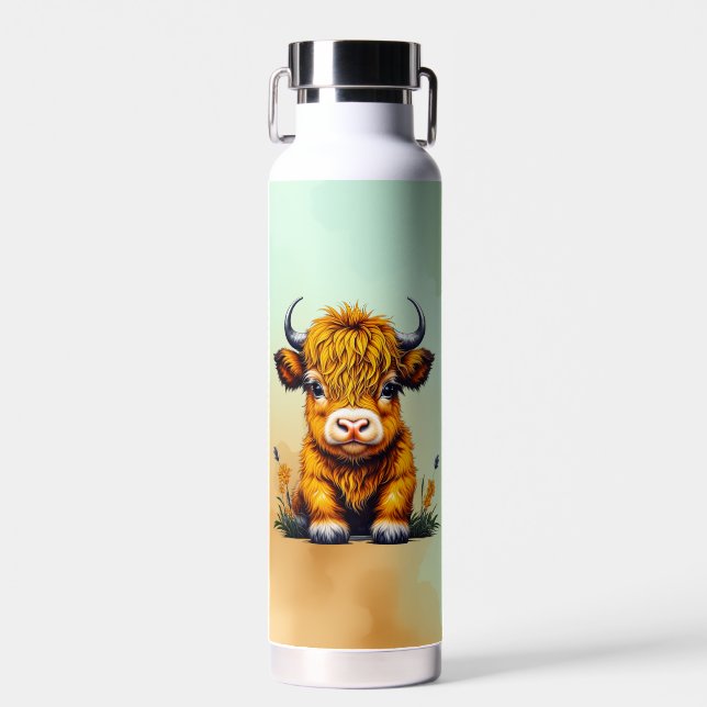 Sweet Baby Highland Cow Personalised Water Bottle (Front)