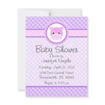 Sweet Baby Hippo Purple Baby Shower Invitations
