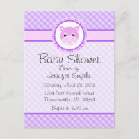 Sweet Baby Hippo Purple Baby Shower Invitations