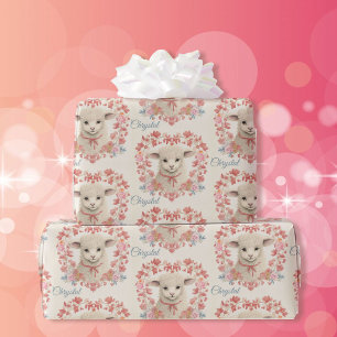 Sweet Baby Lamb Add Child's Name Spring Wrapping Paper